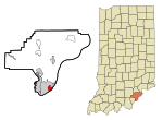 Clark County Indiana Incorporated and Unincorporated areas Oak Park Highlighted